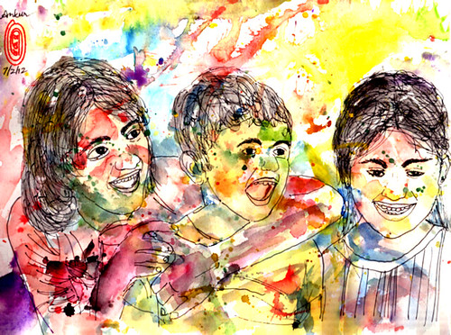 Children Playing Holi Photos