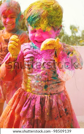 Children Playing Holi Pics