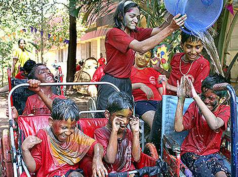 Children Playing Holi Pics