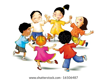 Children Playing Together Clipart