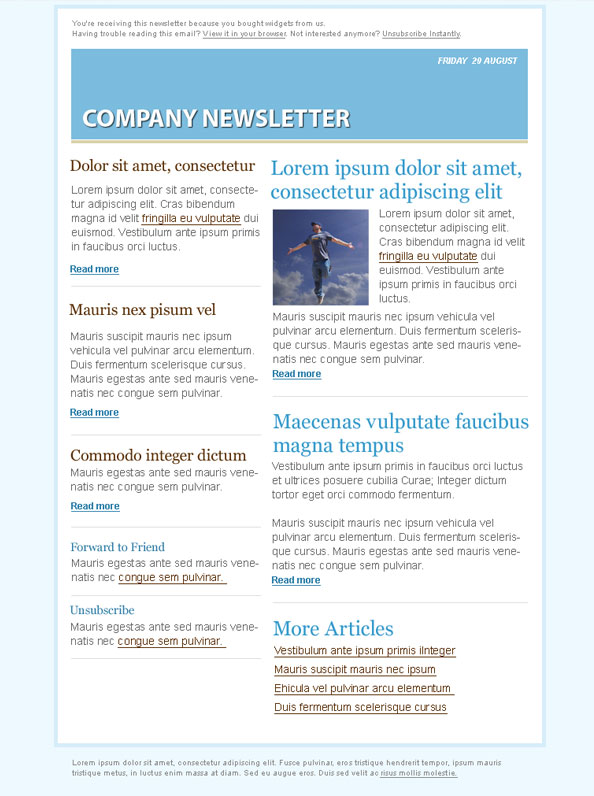 Easy Email Newsletter Templates Free
