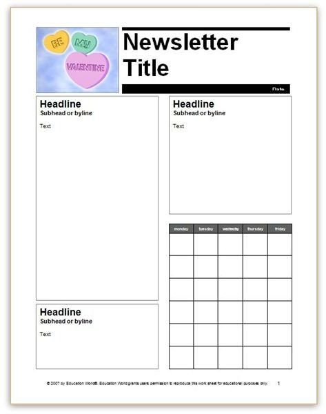 Free School Newsletter Templates For Word