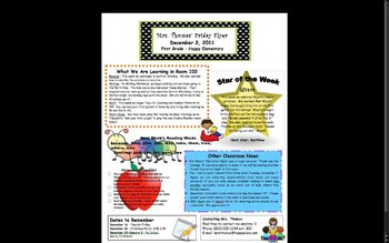 Free Weekly Newsletter Templates For Teachers
