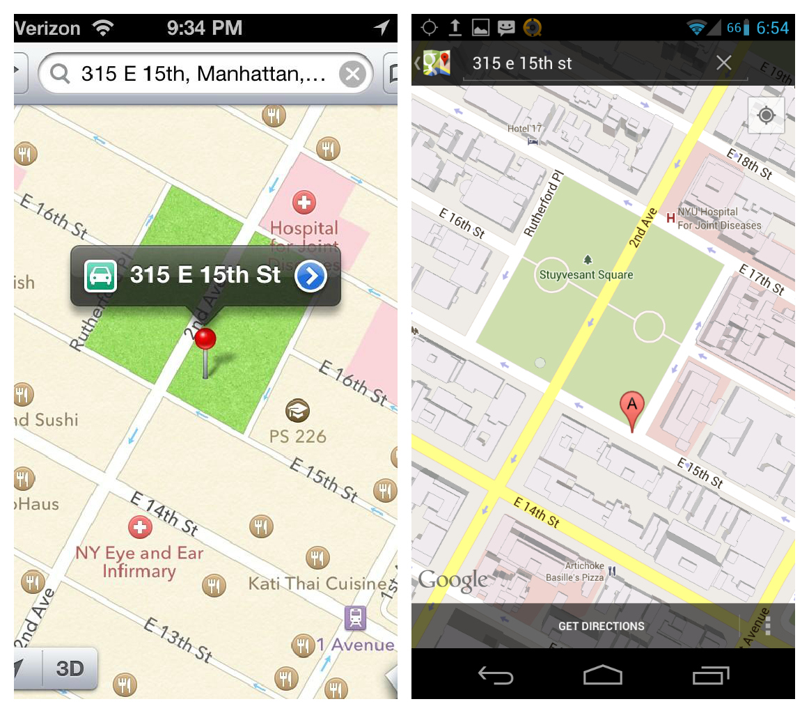 Google Maps Vs Apple Maps Comparison