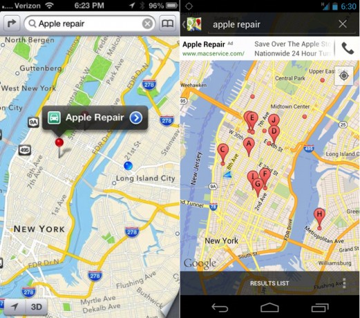 Google Maps Vs Apple Maps Iphone