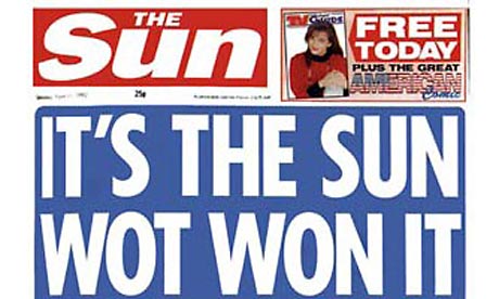 Newspaper Front Page The Sun