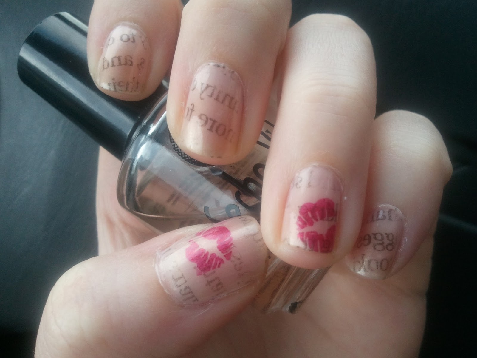 Pink Newspaper Nails