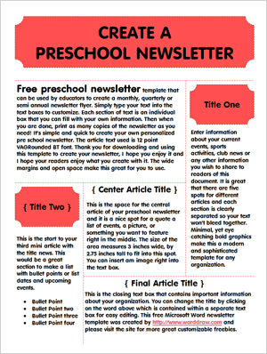 Preschool Newsletter Templates Free