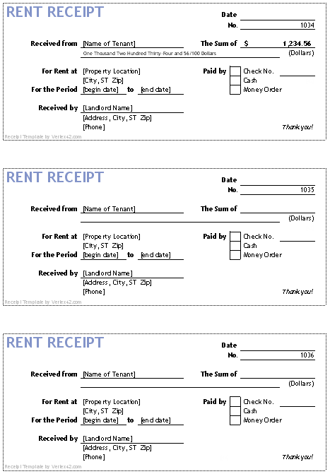 Rent Deposit Receipt Sample