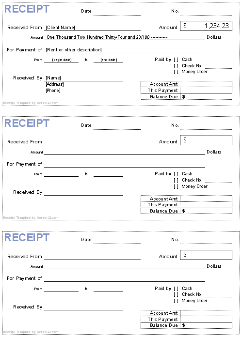 Rent Deposit Receipt Sample