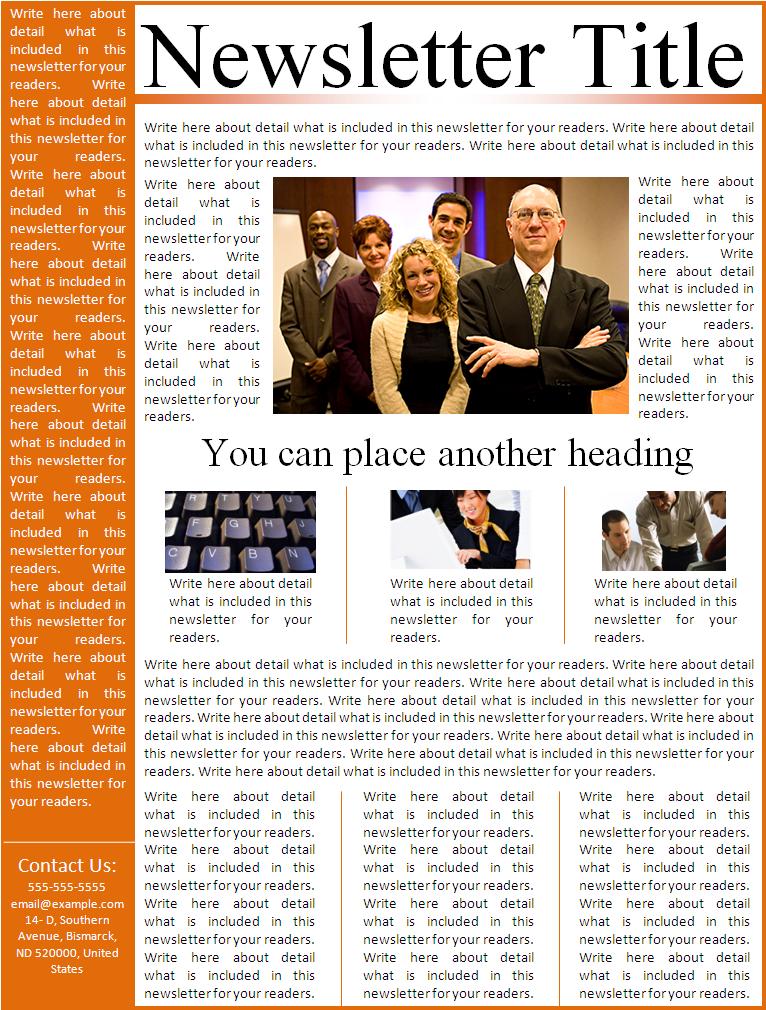 Sample Of Newsletter Layout