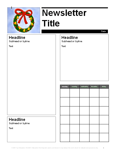 School Newsletter Templates For Word